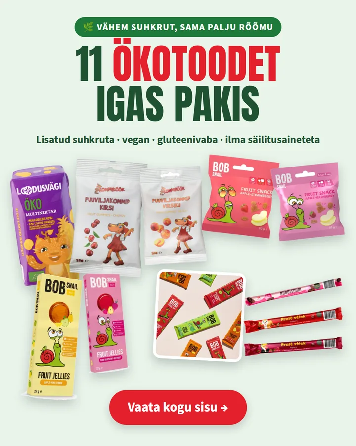 11 ökotoodet igas pakis: lisatud suhkruta, vegan ja gluteenivaba