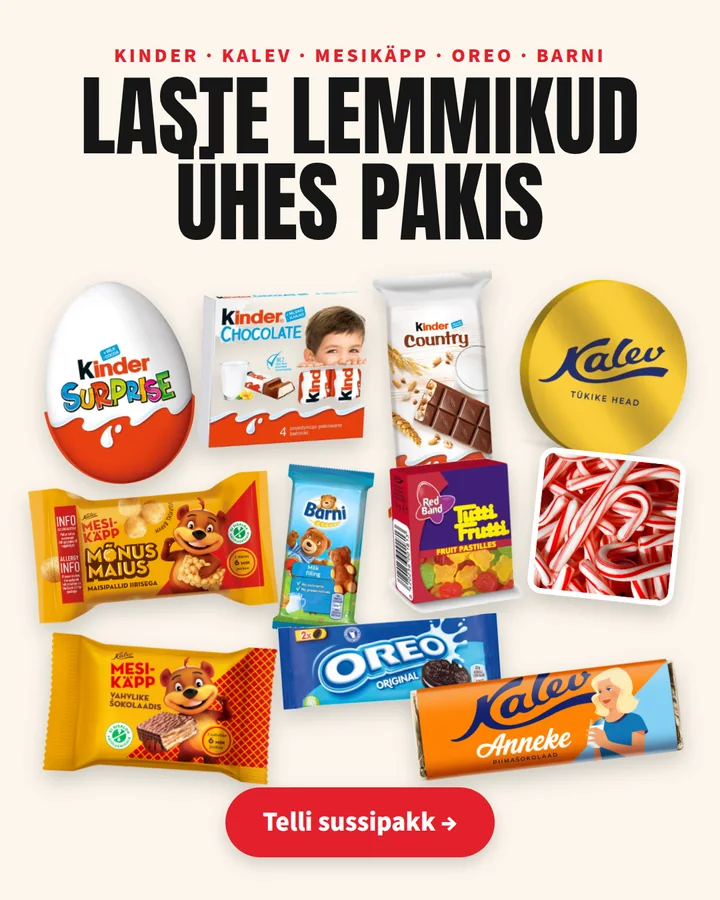 Laste lemmikud ühes pakis: Kinder, Kalev, Mesikäpp, Oreo, Barni